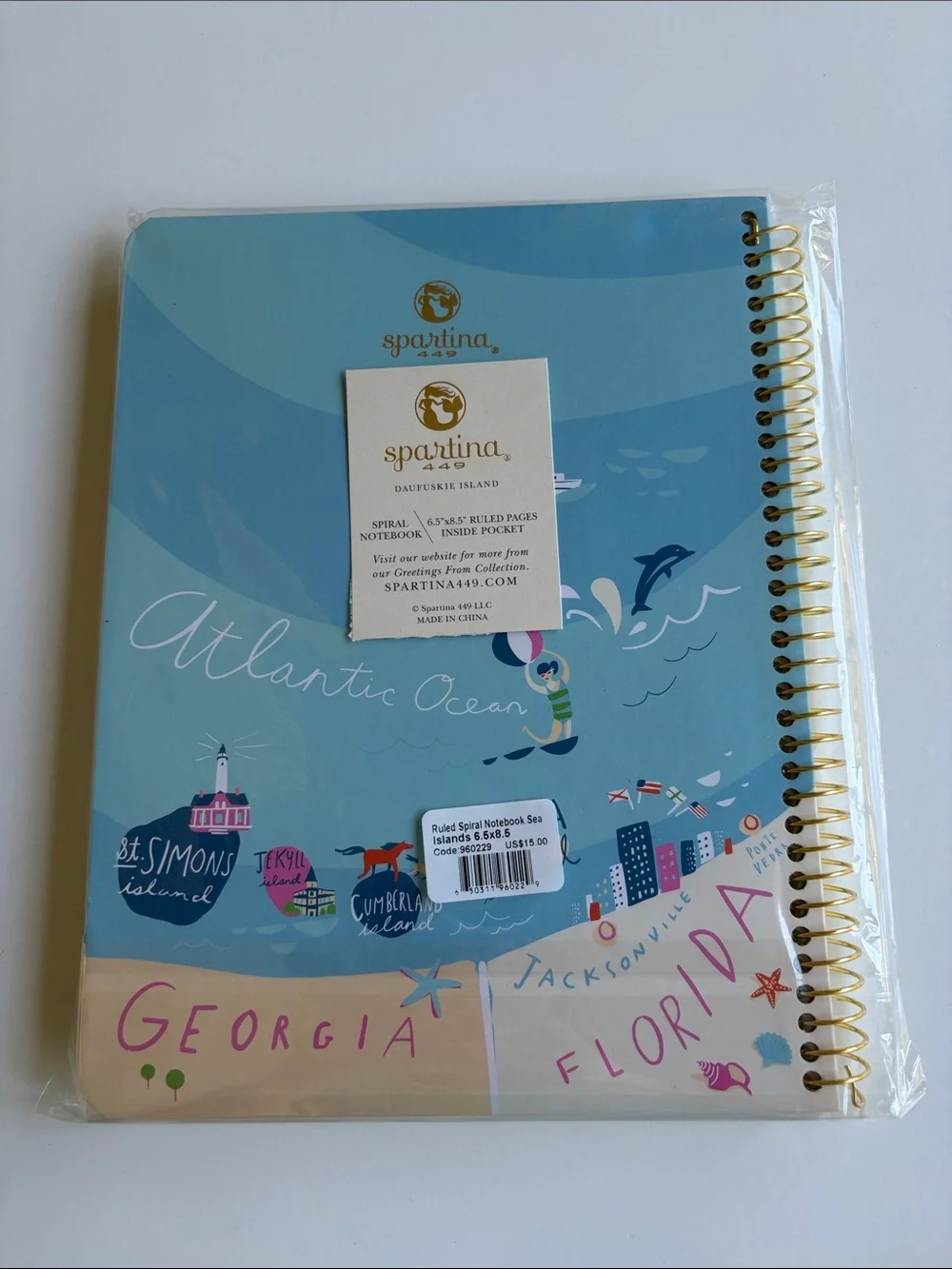 Spartina 449 Coastal South Carolina Spiral Notebook in Blue and Red Accents